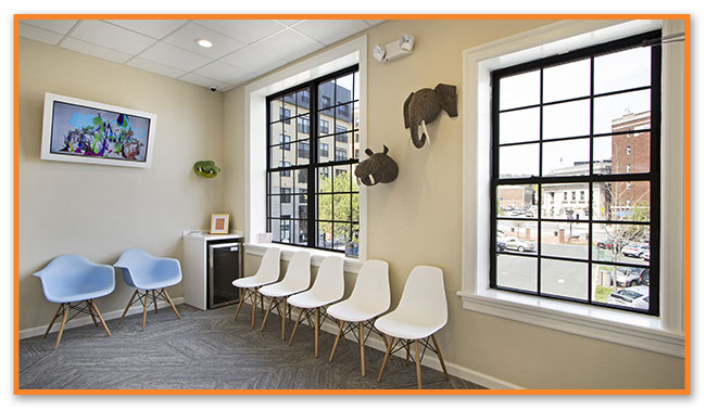 Office Waiting Area at Montclair Pediatric Dental Care Near Bloomfield